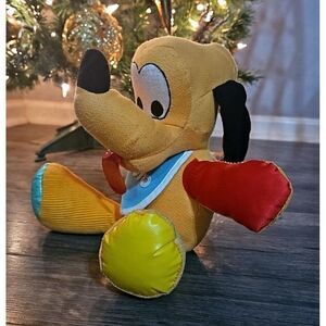 VTG 1990 Walt Disney Mickey Mouse & Friends Pluto Baby Dog Rattle Stuffed Plush
